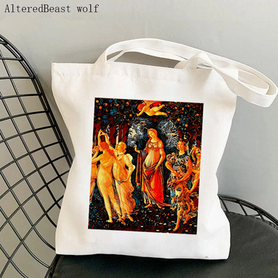 Vásárló Venus születése Botticelli Nyomtatott táska női Harajuku vásárló kézitáska lány Vállas bevásárlótáska Lady Canvas Bag