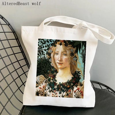 Vásárló Venus születése Botticelli Nyomtatott táska női Harajuku vásárló kézitáska lány Vállas bevásárlótáska Lady Canvas Bag