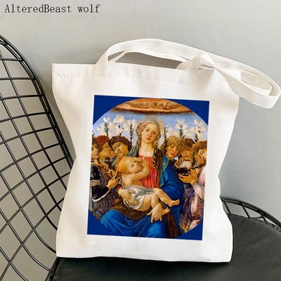 Vásárló Venus születése Botticelli Nyomtatott táska női Harajuku vásárló kézitáska lány Vállas bevásárlótáska Lady Canvas Bag