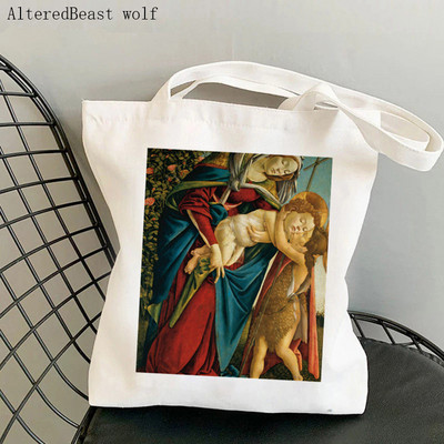 Vásárló Venus születése Botticelli Nyomtatott táska női Harajuku vásárló kézitáska lány Vállas bevásárlótáska Lady Canvas Bag
