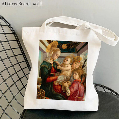 Vásárló Venus születése Botticelli Nyomtatott táska női Harajuku vásárló kézitáska lány Vállas bevásárlótáska Lady Canvas Bag