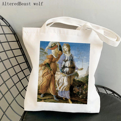 Vásárló Venus születése Botticelli Nyomtatott táska női Harajuku vásárló kézitáska lány Vállas bevásárlótáska Lady Canvas Bag