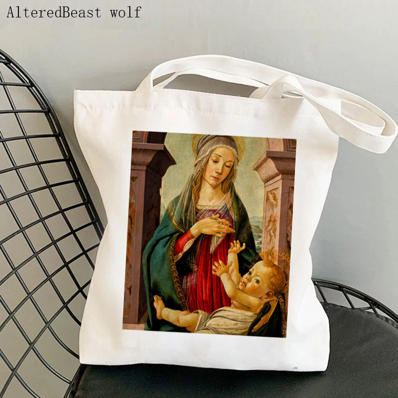 Vásárló Venus születése Botticelli Nyomtatott táska női Harajuku vásárló kézitáska lány Vállas bevásárlótáska Lady Canvas Bag