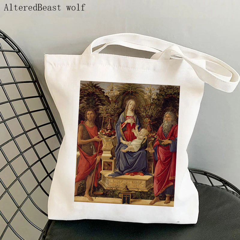 Vásárló Venus születése Botticelli Nyomtatott táska női Harajuku vásárló kézitáska lány Vállas bevásárlótáska Lady Canvas Bag