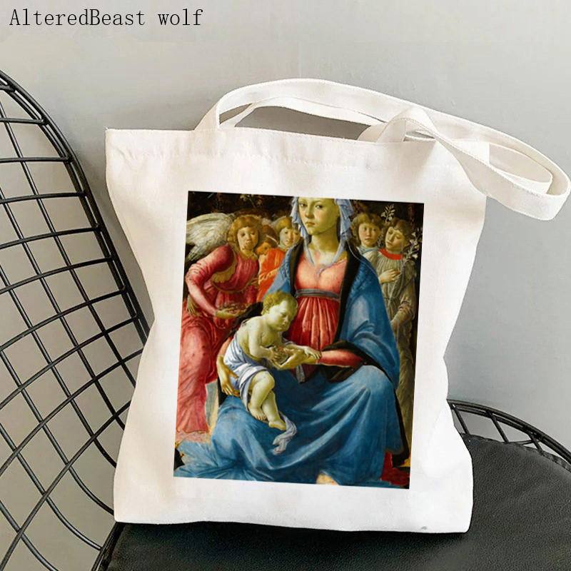 Vásárló Venus születése Botticelli Nyomtatott táska női Harajuku vásárló kézitáska lány Vállas bevásárlótáska Lady Canvas Bag