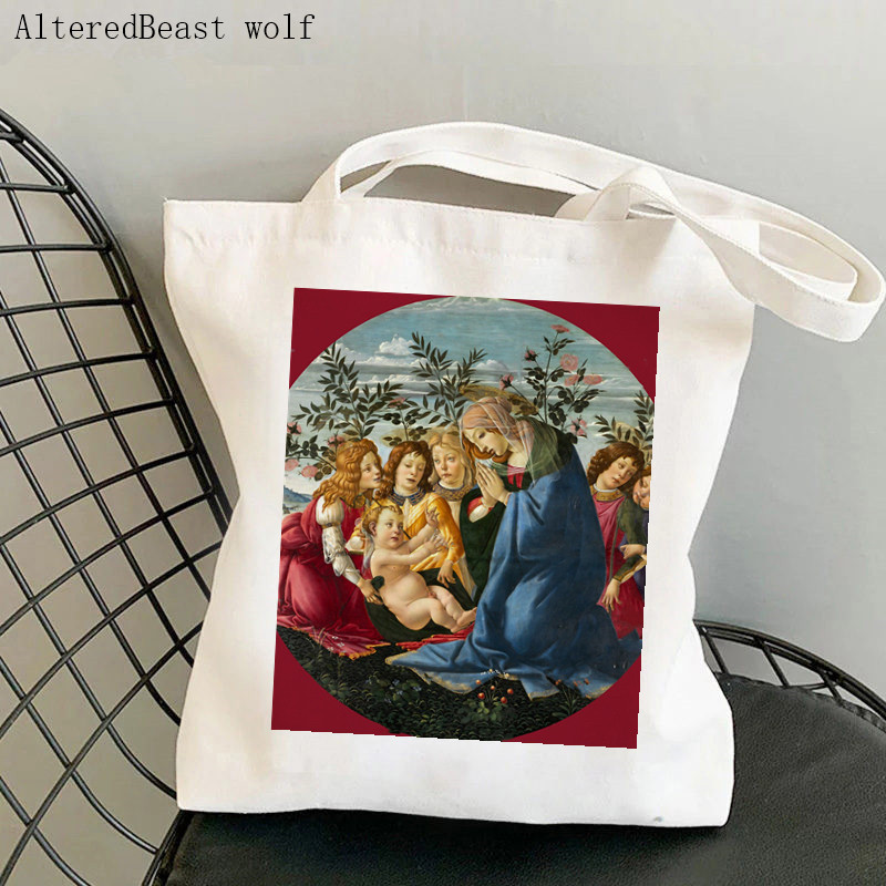 Vásárló Venus születése Botticelli Nyomtatott táska női Harajuku vásárló kézitáska lány Vállas bevásárlótáska Lady Canvas Bag