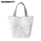 Női Rajzfilm mini kézitáska Divat koreai stílusú kis bevásárlótáska lányoknak Friss, újrafelhasználható vászon tárolótáska, bevásárlótáska