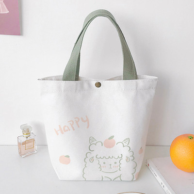 Női Rajzfilm mini kézitáska Divat koreai stílusú kis bevásárlótáska lányoknak Friss, újrafelhasználható vászon tárolótáska, bevásárlótáska