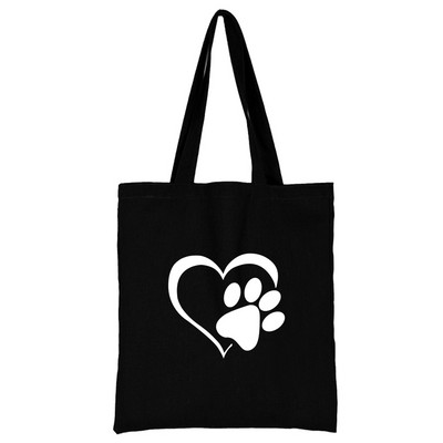 Női szövet bevásárlótáska divatos klasszikus szerelmes szívmintás sorozat válltáska újrafelhasználható fekete nyomtatott vászon táska vásárló