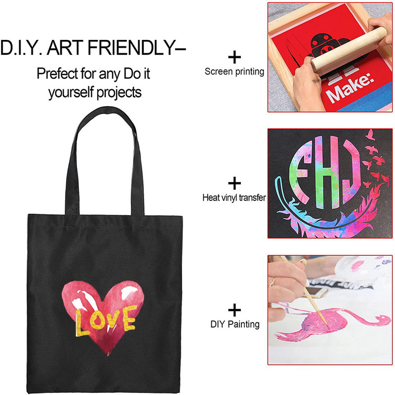 Női szövet bevásárlótáska divatos klasszikus szerelmes szívmintás sorozat válltáska újrafelhasználható fekete nyomtatott vászon táska vásárló