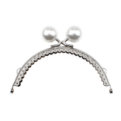 10,5 CM okvir torbice od bombona od 9 boja s prstenom za vješanje Polukrug s utisnutom čipkom Srebrni metalni okvir Kiss Bag Lock Dodaci za torbicu