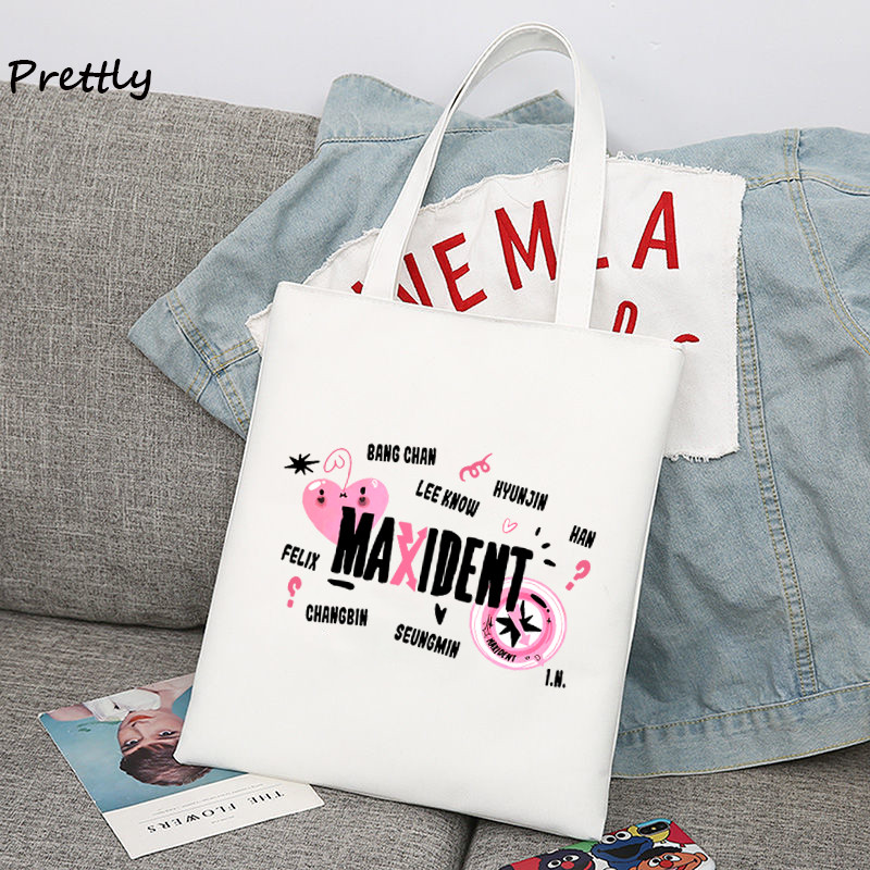 Stray Kids Maxident platnena torba na rame Ženska korejska studentska velika torba Stay Hyunjin 3racha Shopping Ručne torbe Torbe od tkanine