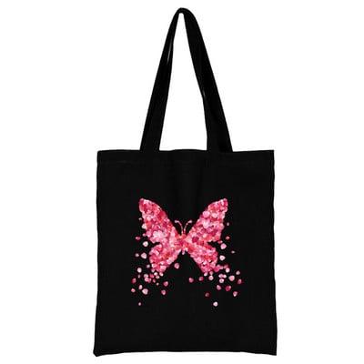 Nova ženska torba Torba za kupnju Torba na rame Sklopiva višekratna ležerna crna platnena studentska ručna torba s printom leptira