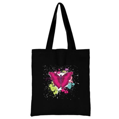 Nova ženska torba Torba za kupnju Torba na rame Sklopiva višekratna ležerna crna platnena studentska ručna torba s printom leptira