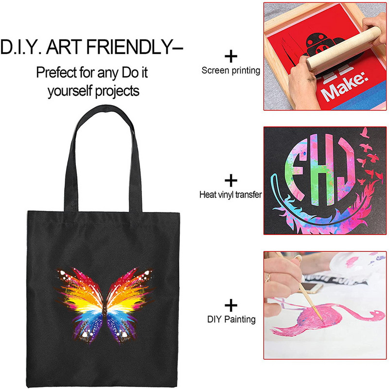 Nova ženska torba Torba za kupnju Torba na rame Sklopiva višekratna ležerna crna platnena studentska ručna torba s printom leptira