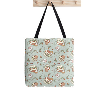 Γυναικεία τσάντα αγορών Guinea Pig Flower Printed Kawaii Bag Harajuku Shopping Canvas Shopping Shopper Τσάντα για κορίτσι Τσάντα Tote Shoulder Lady Bag