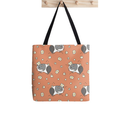 Ženska kupovna torba Kawaii torba s otisnutim cvjetovima od zamorca Harajuku Shopping platnena torba za kupnju Ženska torba na rame