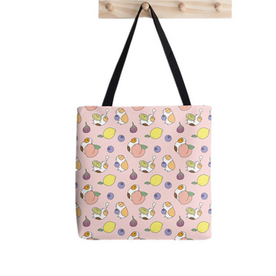 Ženska kupovna torba Kawaii torba s otisnutim cvjetovima od zamorca Harajuku Shopping platnena torba za kupnju Ženska torba na rame