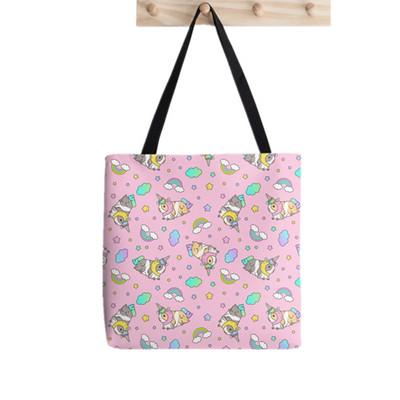 Ženska kupovna torba Kawaii torba s otisnutim cvjetovima od zamorca Harajuku Shopping platnena torba za kupnju Ženska torba na rame