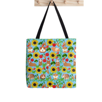 Ženska kupovna torba Kawaii torba s otisnutim cvjetovima od zamorca Harajuku Shopping platnena torba za kupnju Ženska torba na rame