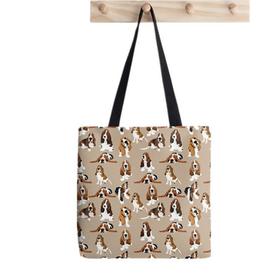 Shopper Basset Hound Painted Splatter Print Tote Bag női Harajuku vásárló kézitáska lány Vállas bevásárlótáska Lady Canvas Bag