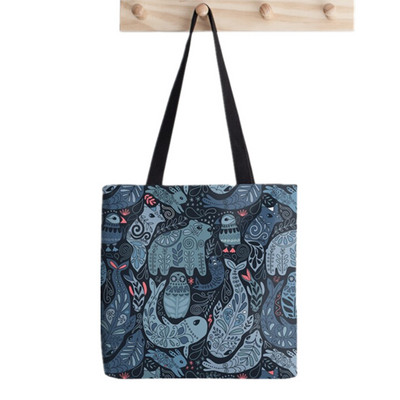 Shopper Basset Hound torba s oslikanim splatter printom ženska Harajuku shopper torba djevojka Torba za kupovinu na rame Ženska platnena torba