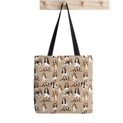 Shopper Basset Hound torba s oslikanim splatter printom ženska Harajuku shopper torba djevojka Torba za kupovinu na rame Ženska platnena torba