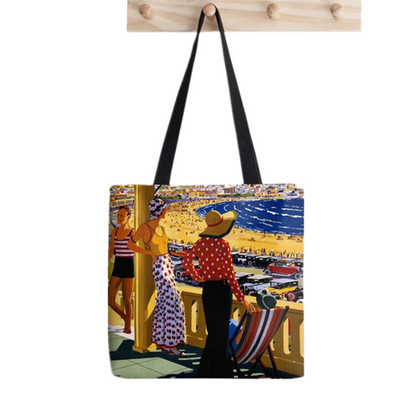 Shopper Basset Hound torba s oslikanim splatter printom ženska Harajuku shopper torba djevojka Torba za kupovinu na rame Ženska platnena torba