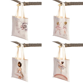 Γελοιογραφία Lychee Life Ballet Girl Cute Children Τσάντα Shopper σε σούπερ μάρκετ Lady Tote Τσάντα Eco Casual Canvas Γυναικείες τσάντες αγορών