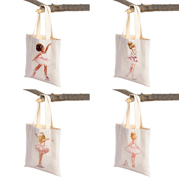 Γελοιογραφία Lychee Life Ballet Girl Cute Children Τσάντα Shopper σε σούπερ μάρκετ Lady Tote Τσάντα Eco Casual Canvas Γυναικείες τσάντες αγορών