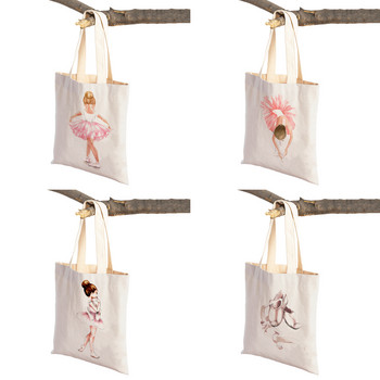 Γελοιογραφία Lychee Life Ballet Girl Cute Children Τσάντα Shopper σε σούπερ μάρκετ Lady Tote Τσάντα Eco Casual Canvas Γυναικείες τσάντες αγορών