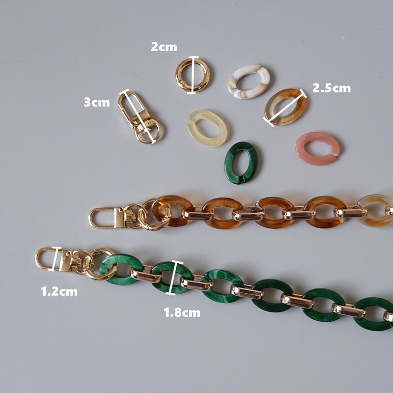 Novi pribor za žensku torbu, zamjenski prsten, ručka za torbu Bijelo, zeleno, crveno, dijelovi od akrilne smole, ručno rađena narukvica, remen za žensku torbu