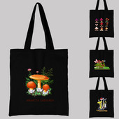 Női táska nagy kapacitású válltáskák Alkalmi vásárló vászon Divat Harajuku gombanyomat Újrafelhasználható összecsukható kézitáskák