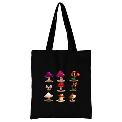 Női táska nagy kapacitású válltáskák Alkalmi vásárló vászon Divat Harajuku gombanyomat Újrafelhasználható összecsukható kézitáskák