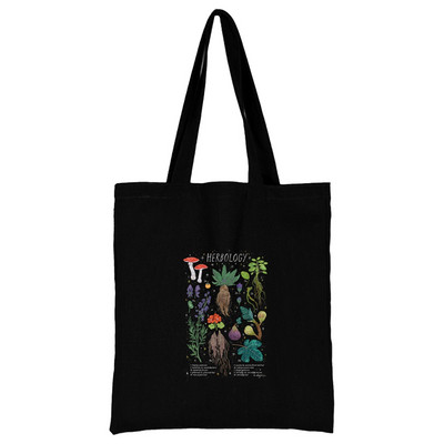 Női táska nagy kapacitású válltáskák Alkalmi vásárló vászon Divat Harajuku gombanyomat Újrafelhasználható összecsukható kézitáskák