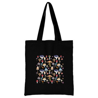 Női táska nagy kapacitású válltáskák Alkalmi vásárló vászon Divat Harajuku gombanyomat Újrafelhasználható összecsukható kézitáskák