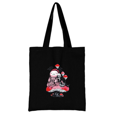 Női táska nagy kapacitású válltáskák Alkalmi vásárló vászon Divat Harajuku gombanyomat Újrafelhasználható összecsukható kézitáskák