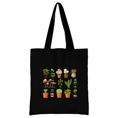 Női táska nagy kapacitású válltáskák Alkalmi vásárló vászon Divat Harajuku gombanyomat Újrafelhasználható összecsukható kézitáskák