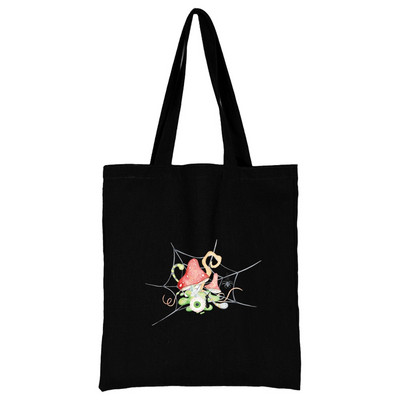 Női táska nagy kapacitású válltáskák Alkalmi vásárló vászon Divat Harajuku gombanyomat Újrafelhasználható összecsukható kézitáskák