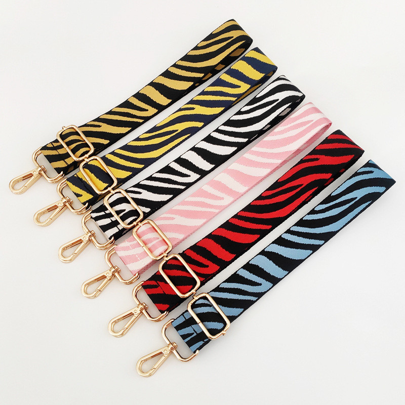 Curea de nailon pentru genți de mână, curea reglabilă pentru genți de mână pentru femei, cu dungi din nailon, cu dungi de zebră, accesorii pentru bagaje pentru bagaje.