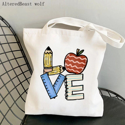 Női vásárló táska matematika tanár nyomtatott Kawaii táska Harajuku bevásárlóvászon vásárlótáska lány kézitáska Vállas női táska