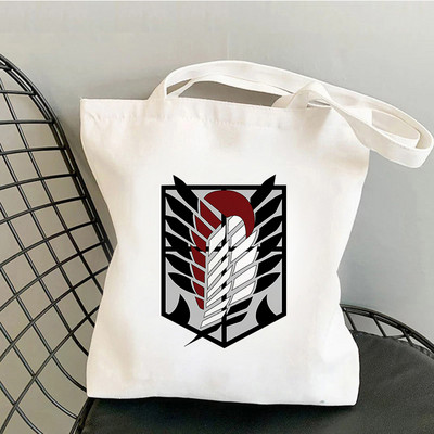 Nákupná taška Attack on Titans, grafická taška, Harajuku, shingeki No Kyojin, dámska plátená taška cez rameno, ekologická, veľkokapacitná