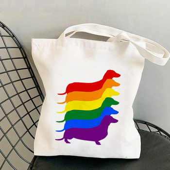 2021 Shopper Dachshund Doxie Love Printed Tote Bag γυναικεία τσάντα Harajuku shopper κορίτσι τσάντα αγορών Τσάντα ώμου Lady Canvas Bag