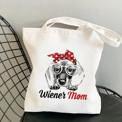 2021 Shopper Dachshund Doxie Love Printed Tote Bag žene Harajuku shopper torba djevojka Torba za kupovinu na rame Ženska platnena torba