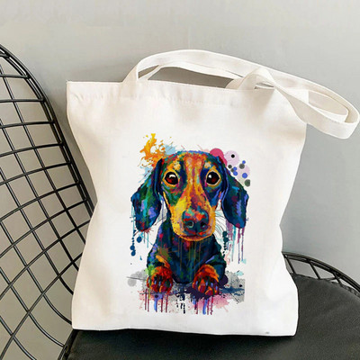 2021 Shopper Dachshund Doxie Love Printed Tote Bag žene Harajuku shopper torba djevojka Torba za kupovinu na rame Ženska platnena torba