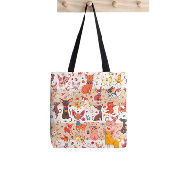 Funny Shopper beagle scatter mint Tote Print Tote Bag γυναικεία τσάντα Harajuku shopper κορίτσι Τσάντα για ψώνια Shoulder Lady Canvas Bag