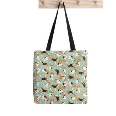 Juokingas Shopper beagle scatter mėtų Tote Print Tote Krepšys moterims Harajuku pirkėjo rankinė mergina Pečių pirkinių krepšys Lady Canvas Krepšys