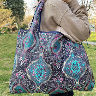 Daugkartinis pirkinių krepšys Maisto prekių krepšys Sulankstomas moteriškas pečių krepšys Plaunamas, patvarus, lengvas daugkartinis krepšys