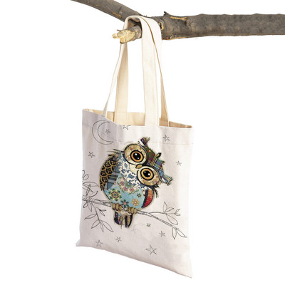 Hétköznapi rajzfilm, állatművészet, női bevásárló válltáska majom elefánt macska kutya vászon Összehajtható, újrafelhasználható szövetből készült női kézitáska