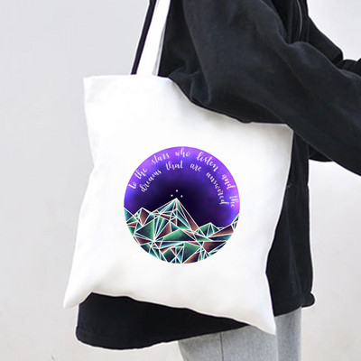 Dvor magle i bijesa Kuća vjetra ACOTAR Knjiga Noćni sud Mjesec Zvijezda Raspon krila Žene Platnene torbe na rame Pamučne torbe Ručna torba